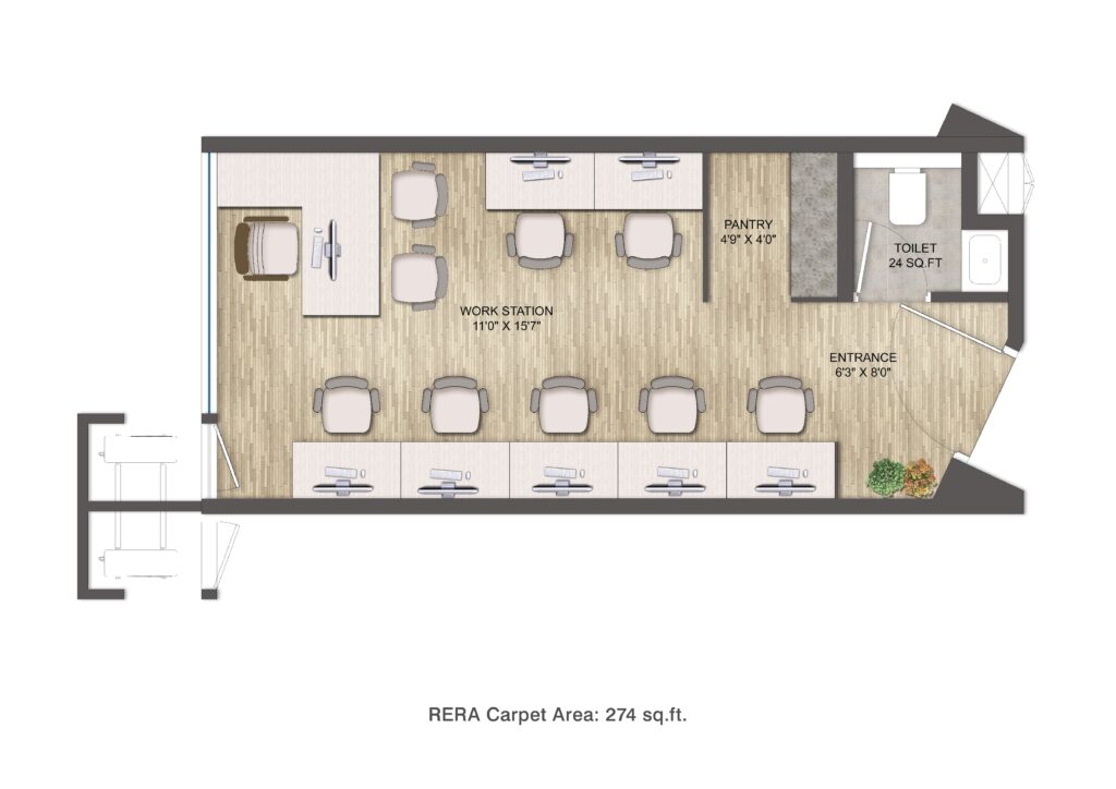 274 sqft unit plan 1