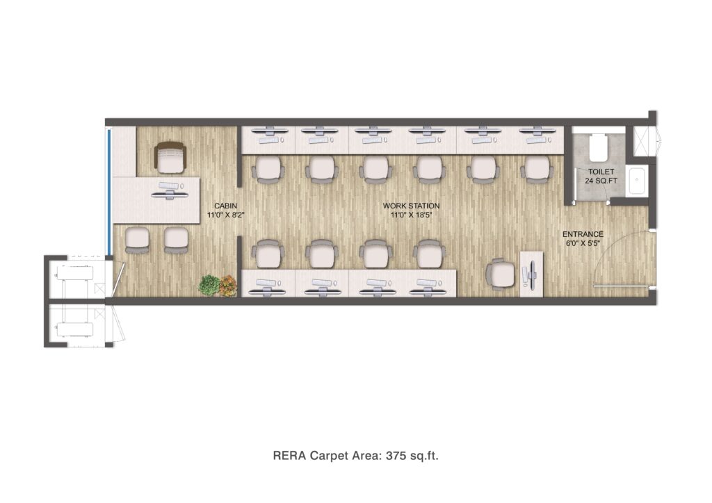 375 sqft unit plan 1